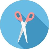 Scissors in blue circle on white background. vector