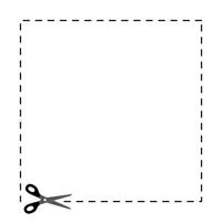 tijeras e icono de línea punteada sobre fondo blanco. vector