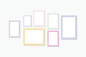 colorful blank photo frame set on white background. vector