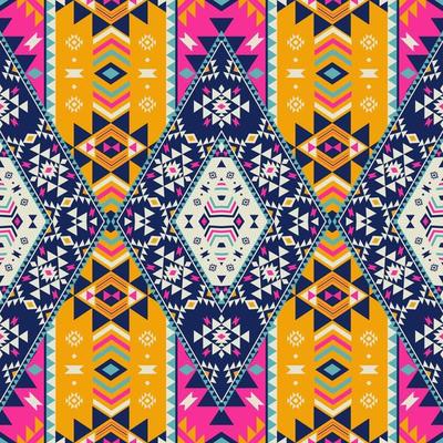 Abstract geometric patchwork pattern. Ethnic southwest aztec geometric colorful patchwork seamless pattern background. Use for fabric, ethnic interior decoration elements, upholstery, wrapping.