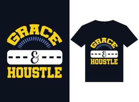 ilustraciones de grace hustle para el diseño de camisetas listas para imprimir vector