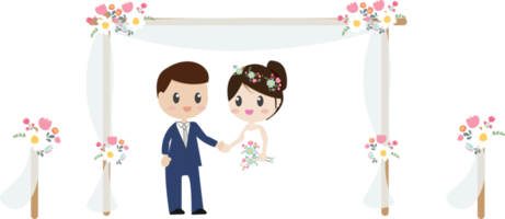 couple de mariage avec décoration de fleurs png