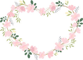 rosa körsbärsblommor eller sakura hjärta krans ram för alla hjärtans banner png