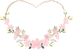 pink cherry blossom or sakura heart wreath frame for valentine banner png