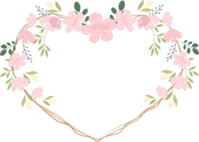 pink cherry blossom or sakura heart wreath frame for valentine banner png