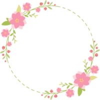 cute pastel green pink christmas flat style wreath frame png