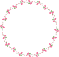 cute flat style minimal pink flower wreath frame collection for valentines day or spring png