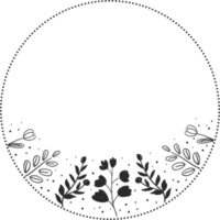 cadre de couronne de feuilles florales de style doodle png