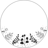 doodle style floral leaf wreath frame png