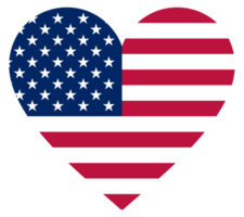 Flag of US, USA Flag, America Flag on the Heart Shape, Love Icon Symbol Base on Vector Illustration.. Format PNG