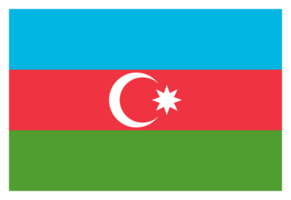 Flag of Azerbaijan, the nation and former Soviet republic, is bounded by the Caspian Sea and Caucasus Mountains, which span Asia and Europe. Format PNG