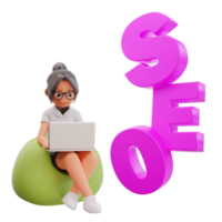 seo, análisis, concepto, 3d, ilustración png