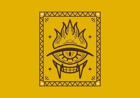Retro line art design of a devil eyes vector