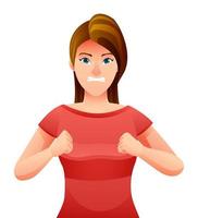 Angry woman expression character vector illustration