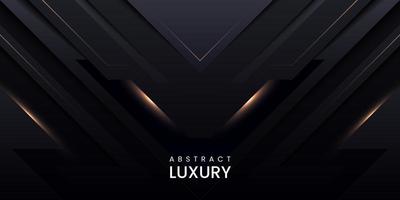 Abstract luxury geometric dark background with glowing lines and golden glow vector