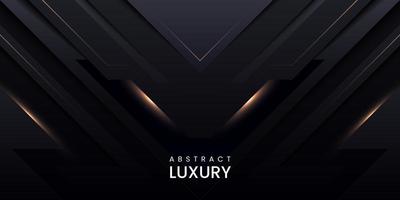 Abstract luxury geometric dark background with glowing lines and golden glow vector