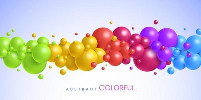 colorida composición abstracta de bolas 3d en diferentes tamaños. fondo de esferas voladoras realistas vector