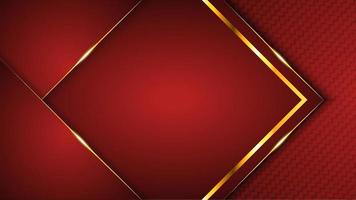 modern dark red background with golden frame effect and carbon texture vector