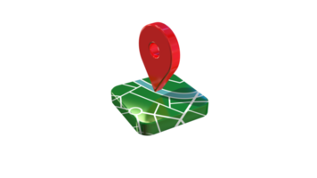 Standortsymbol rot glänzend mit Straßensperre 3D-Rendering png