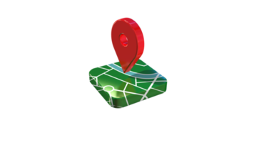 Location Icon Red Shiny with Road Block 3D Rendering png