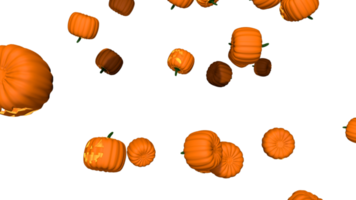 Happy Halloween Scary Pumpkins Falling Effect 3D Rendering png