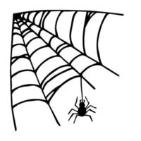 Simple hand drawn spider web illustration. Cute gossamer clipart. Halloween doodle for print, web, design, decor, logo vector