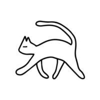 Doodle cat silhouette walking vector illustration. Vector simple cat illustration.