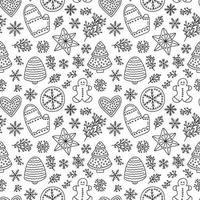 Doodle gingerbread vector seamless pattern. Hand drawn ginger cookies pattern on white background.Doodle gingerbread vector seamless pattern. Hand drawn ginger cookies pattern on white background.