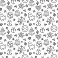 Doodle gingerbread vector seamless pattern. Hand drawn ginger cookies pattern on white background.Doodle gingerbread vector seamless pattern. Hand drawn ginger cookies pattern on white background.