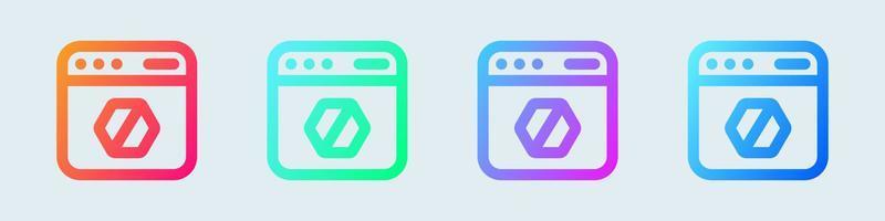 Ad block line icon in gradient colors. Advertisement blocked signs vector illustration.