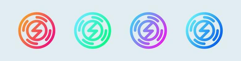 Wireless charging line icon in gradient colors. Electricity signs vector illustration.