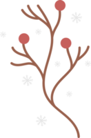 Branch with red berries and snowflakes. Decor png