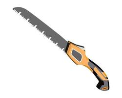 Vector Illustration Hand Pruning Folding Saw isolated Carpentry hand tools. This saw is used to cut a wide range on the large end of wood thicknesses or trim live shrubs and trees.