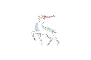 Deer Monoline Line Art Logo Vector Icon Illustration