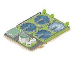 wastewater Treatment Process isometric top view vector