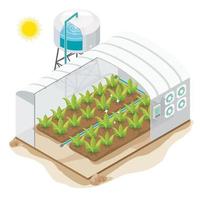 sistema de fábrica de plantas orgánicas agricultura isométrica vector