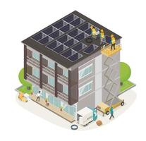 solar cell eco energy commercial building and town home isometric vector