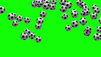 Bouncing Soccer Balls Animation Green Screen. 4K Video