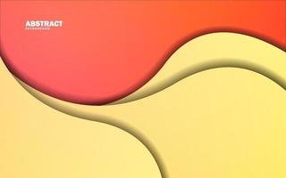 Abstract wave shape papercut yellow and orange color background vector