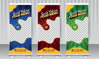 Restaurant special delicious food menu x stand rollup pullup retractable signage banner design vector template