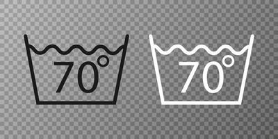 Machine wash hot 70, washing icon. Vector illustration, flat design