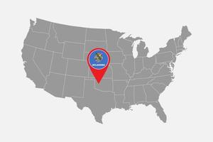 Map pointer with flag of Oklahoma. Vector illustration.