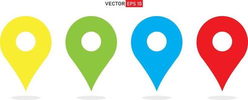 establecer la ubicación del icono de vector. signo de pasador aislado sobre fondo blanco. mapas de navegación, gps, direcciones, brújula, contactos, concepto de búsqueda. estilo plano para diseño gráfico, logotipo, web, ui, móvil, eps10 vector