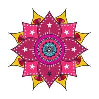 Vector hand drawn doodle mandala with tracery. Ethnic mandala with colorful ornament. Isolated. Illustration on doodle style On white background. Doodle illustration.