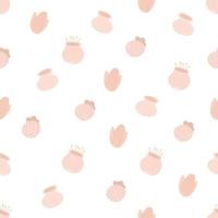Cute pink flower buds isolated on white background. drawing vector seamless pattern. Cartoon style for textile, wrapping paper, background flat design.