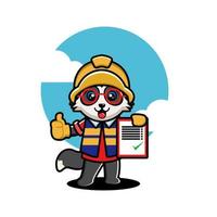 Set of cute raccoon construction worker cartoon vector