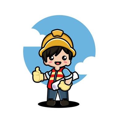 Cute boy construction worker cartoon