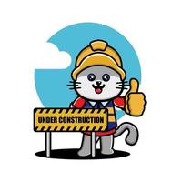 Cute mouse construction worker cartoon vector