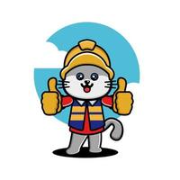 Cute mouse construction worker cartoon vector