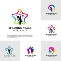 Set of Reaching Stars Logo Design Template. Dream star logo vector. Emblem, Colorful, Creative Icon Symbol vector